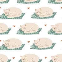 Sleeping cat pattern illustration vector