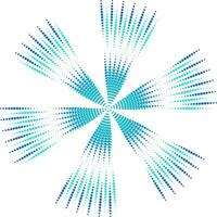 Radial Burst Abstract Composition with Cyan and Blue Dots. vector