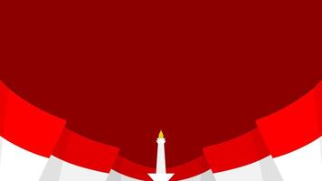Indonesia national monument on red copy space background with wavy red and white Indonesian flag vector