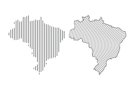 Abstract artistic representations of brazil s outline with line patterns vector