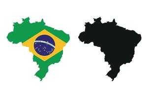 Brazil map outline and flag representation side by side vector
