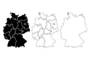 Germany map outlines showing states and borders vector
