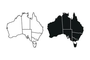Outline and silhouette maps of australia showing state borders vector