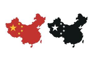 China map silhouette featuring national flag colors and stars vector