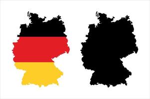Germany map outline with national flag colors and black silhouette vector