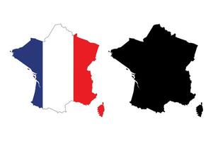 France map silhouette and flag representation side by side vector