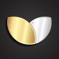 3d gold silver leaf shape logo vector