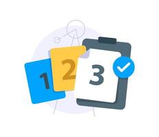 Numbered cards and clipboard illustration vector