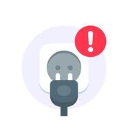 Warning symbol on electrical plug vector