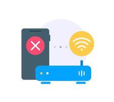 Phone and router with connection issues vector