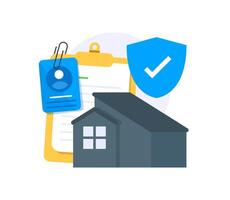 Icons of house and documents with shield vector