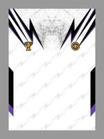 White and Purple Sports Jersey Template with Trophy and Badge vector