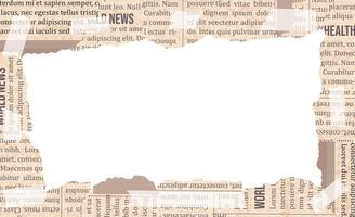 Rectangle frame of old ripped vintage newspaper and washi tape. Torn paper design vector