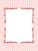 Vintage Bow Ribbon Frame Lace Art. Mediterranean Amalfi Style Art. Empty Wedding Card Invitation Page. Italy or Greece Romantic Vibes Elegant Line Design. Aesthetic Timeless Elegant Border. vector
