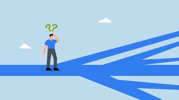 4k animation of businessman who thinks in several ways to make decision. video