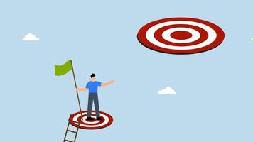 4k animation of reaching goal and looking for next higher rung. video