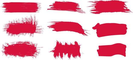 Vivid red brush strokes created with textured paint on a blank canvas showcasing artistic expression and creativity in a studio setting. vector