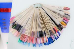 A nail polish color chart with many different colors photo