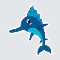 Cartoon swordfish illustration for children vector