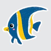 Moorish idol Cute sea animals in crayon style for stickers, icons, logos, etc. vector