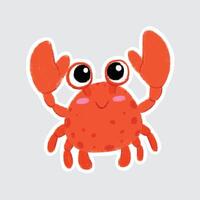 Crab Cute sea animals in crayon style for stickers, icons, logos, etc. vector
