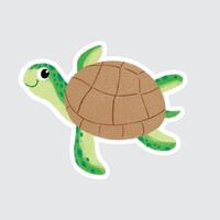 Sea Turtle Cute sea animals in crayon style for stickers, icons, logos, etc. vector