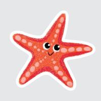 Starfish Cute sea animals in crayon style for stickers, icons, logos, etc. vector