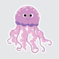 Jellyfish Cute sea animals in crayon style for stickers, icons, logos, etc. vector