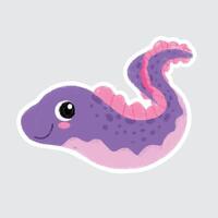 Eel Cute sea animals in crayon style for stickers, icons, logos, etc. vector