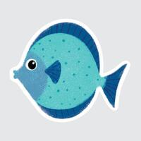 Fish Cute sea animals in crayon style for stickers, icons, logos, etc. vector