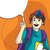Happy student ready to learn, back to school, with a positive attitude, and blank space for a message vector