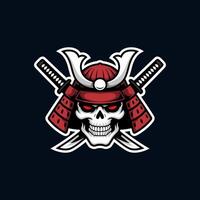 Samurai skull design with swords vector