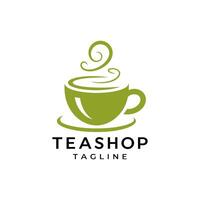 Abstract Logo of a Steaming Green Teacup for a Teashop vector