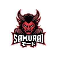 Intense Japanese Oni Demon Mascot Logo with Horns and Samurai Mode vector