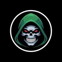 Skull in green hood design vector
