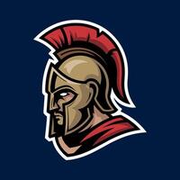 Valiant Spartan Warrior Head in Plumed Helmet - Esports Team Mascot and Ancient Greek Power Symbol vector