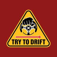 Warning Sign for Drifting with a Fisted Hand on a Steering Wheel vector