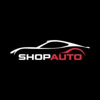 Sleek Automotive Silhouette with Modern ShopAuto Text - Dynamic Car Sales and Service Branding vector