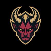 Demon logo with horns and fierce expression vector
