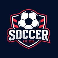 Modern Soccer Club Emblem Established 2025 with Ball and Shield Design vector
