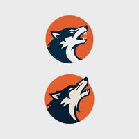 Aggressive Howling Wolf Head Mascot Logo with Open Mouth vector