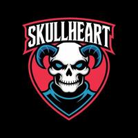 A Sinister Samurai Skull Mascot Logo, Adorned with a Red Helmet and Crossed Katanas, Featuring Glowing Red Eyes, Ideal for Gaming or Martial Arts Themes vector