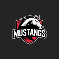 Mustang Horse Head Esport Logo with Shield and Text - Powerful Team Emblem vector