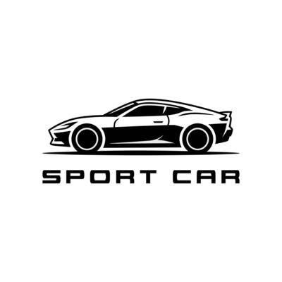 Sleek Monochrome Sport Car Silhouette Logo for Automotive and Racing Themes