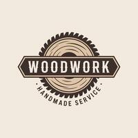 Classic Circular Saw Blade Woodwork Logo with HANDMADE SERVICE vector