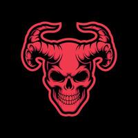Red Skull with Devil Horns and Glowing Eyes for Gaming Mascot vector