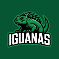 Green Iguana Mascot Logo with Striking Eyes and Spiky Crest, Representing Speed and Agility vector