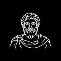 Ancient Roman Philosopher Bust - Stoic Wisdom and Classical Art Outline on Black vector