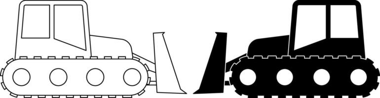 side view Bulldozer icon set vector