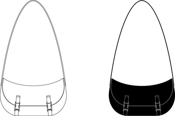 outline silhouette Messenger bag icon set